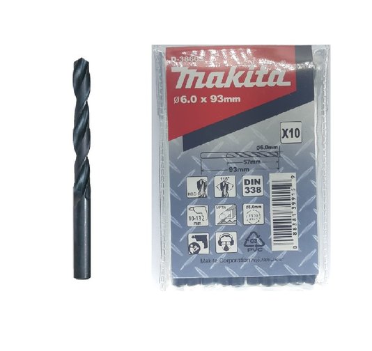 Broca Aço/Metal Makita 6.0mm HSS-R c/ 10 unidades